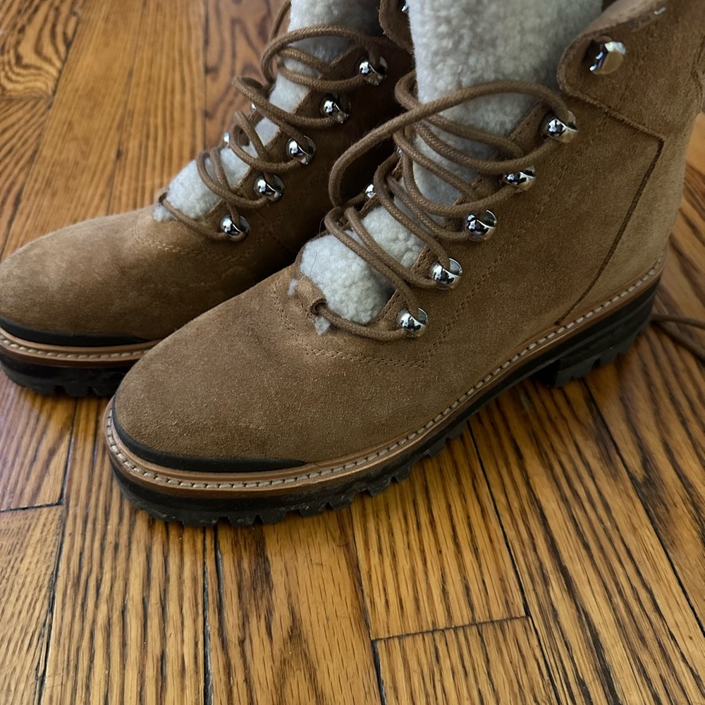 Marc Fisher Tan Suede Lace-Up Boots